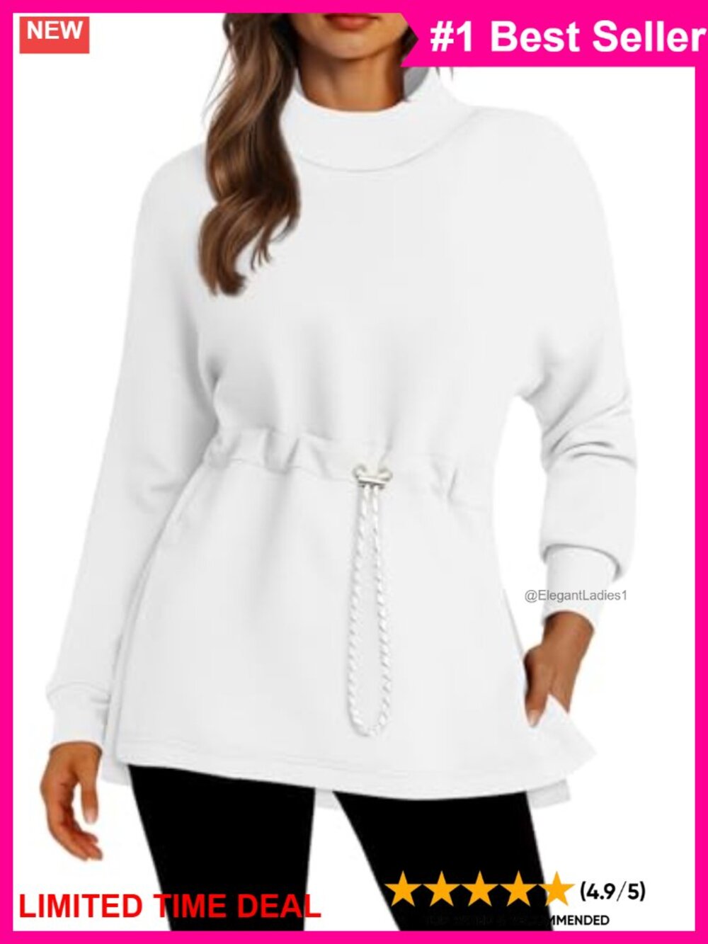 Doshoop Women's Turtleneck Sweatshirt Long Sleeve Pullover Tunic